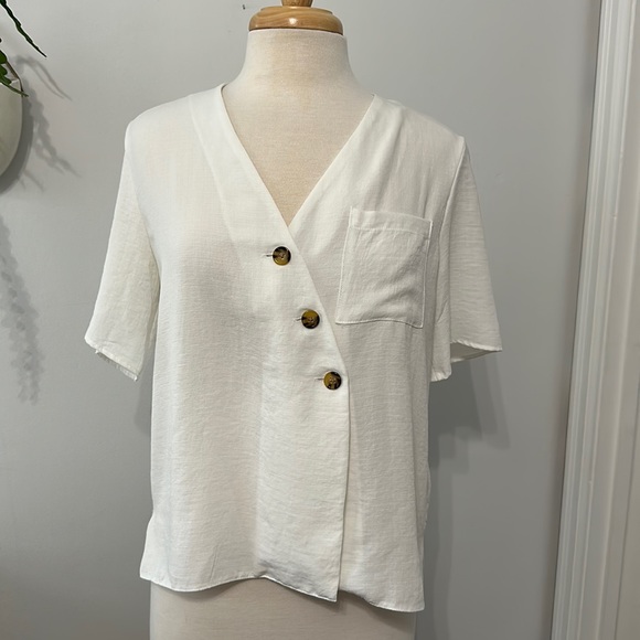 Dunnes white button blouse size 12 - Picture 1 of 4